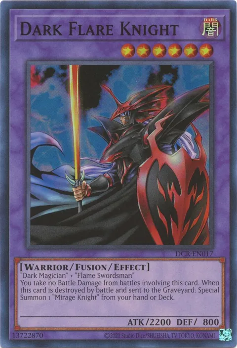 Dark Flare Knight DCR-EN017 DCR-EN Unlimited Super Rare Yu-Gi-Oh card from Dark Crisis (25th Anniversary Edition)