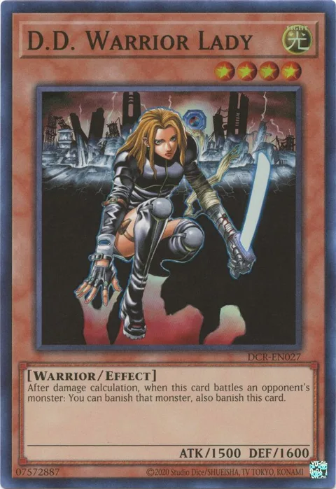 D.D. Warrior Lady DCR-EN027 Yu-Gi-Oh card from Dark Crisis (25th Anniversary Edition)