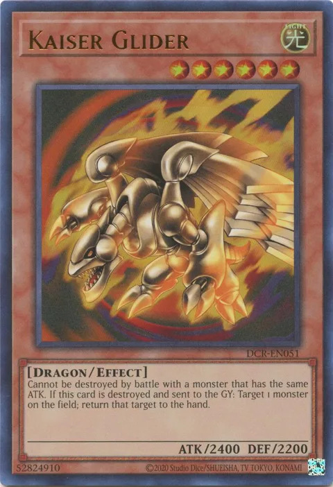 Kaiser Glider DCR-EN051 DCR-EN Unlimited Ultra Rare Yu-Gi-Oh card from Dark Crisis (25th Anniversary Edition)