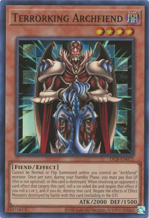Terrorking Archfiend DCR-EN072 Yu-Gi-Oh card from Dark Crisis (25th Anniversary Edition)