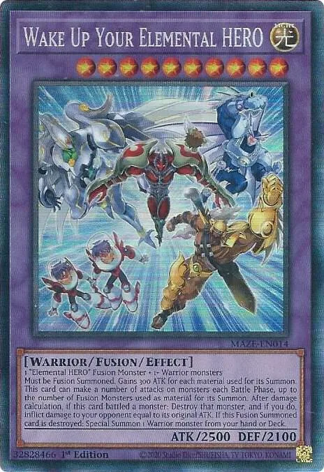 Wake Up Your Elemental HERO Collector's Rare MAZE-EN014 Yu-Gi-Oh card from Maze of Memories
