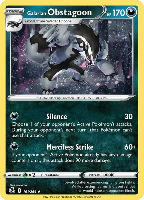Galarian Obstagoon Cosmos Holo #161/264 Holofoil Pokémon card from Miscellaneous Cards & Products