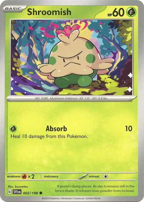 Shroomish #003/198 Reverse Holofoil Pokémon card from Scarlet & Violet Base Set