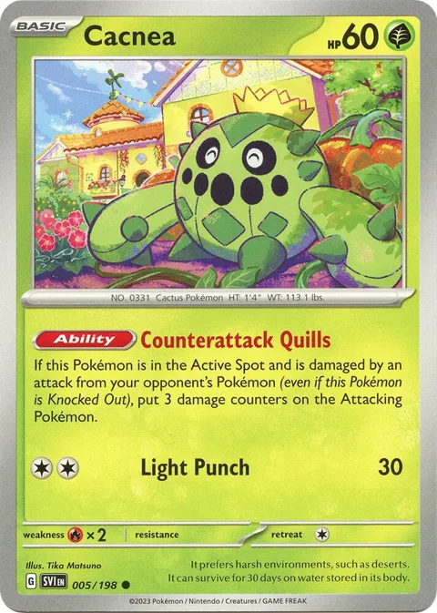 Cacnea #005/198 Pokémon card from Scarlet & Violet Base Set