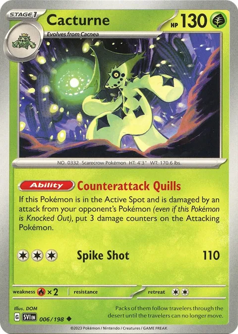 Cacturne #006/198 Pokémon card from Scarlet & Violet Base Set