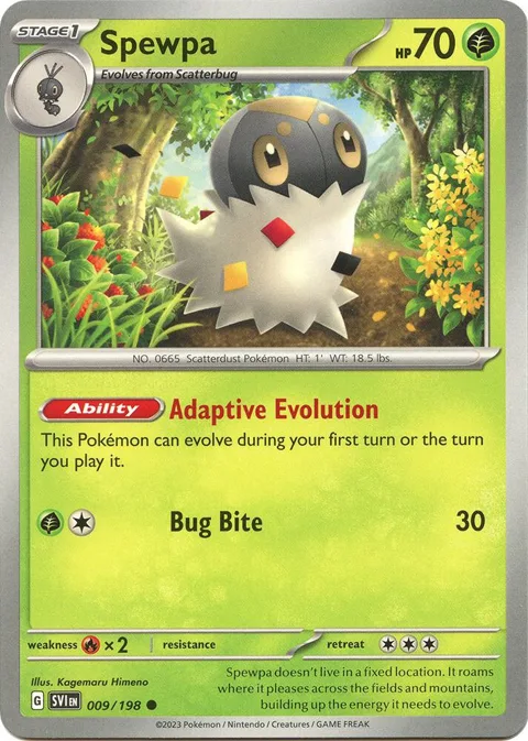 Spewpa #009/198 Pokémon card from Scarlet & Violet Base Set