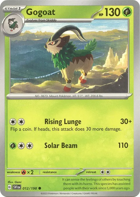 Gogoat #012/198 Pokémon card from Scarlet & Violet Base Set