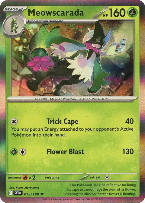 Meowscarada #015/198 Holofoil Pokémon card from Scarlet & Violet Base Set