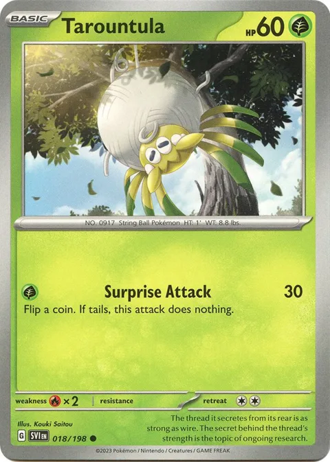 Tarountula #018/198 Reverse Holofoil Pokémon card from Scarlet & Violet Base Set