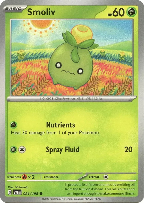 Smoliv #021/198 Pokémon card from Scarlet & Violet Base Set