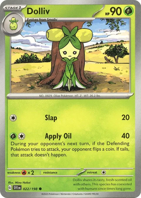 Dolliv #022/198 Reverse Holofoil Pokémon card from Scarlet & Violet Base Set