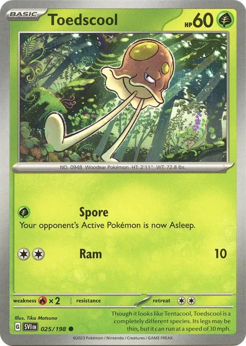 Toedscool #025/198 Pokémon card from Scarlet & Violet Base Set