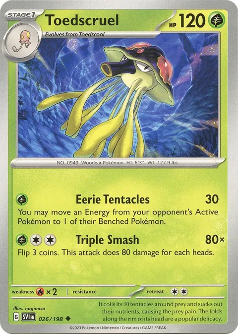 Toedscruel #026/198 Reverse Holofoil Pokémon card from Scarlet & Violet Base Set