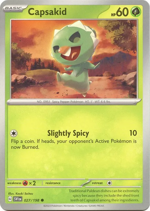 Capsakid #027/198 Pokémon card from Scarlet & Violet Base Set