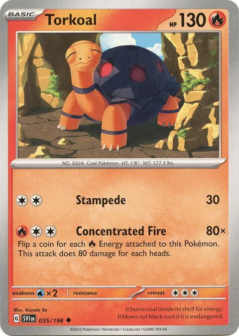 Torkoal #035/198 Pokémon card from Scarlet & Violet Base Set