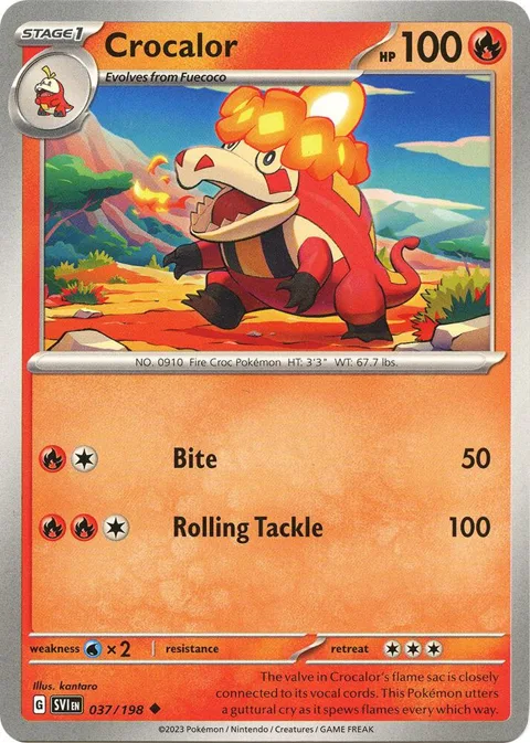 Crocalor #037/198 Reverse Holofoil Pokémon card from Scarlet & Violet Base Set