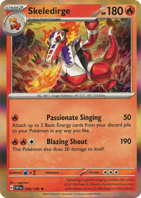 Skeledirge #038/198 Holofoil Pokémon card from Scarlet & Violet Base Set