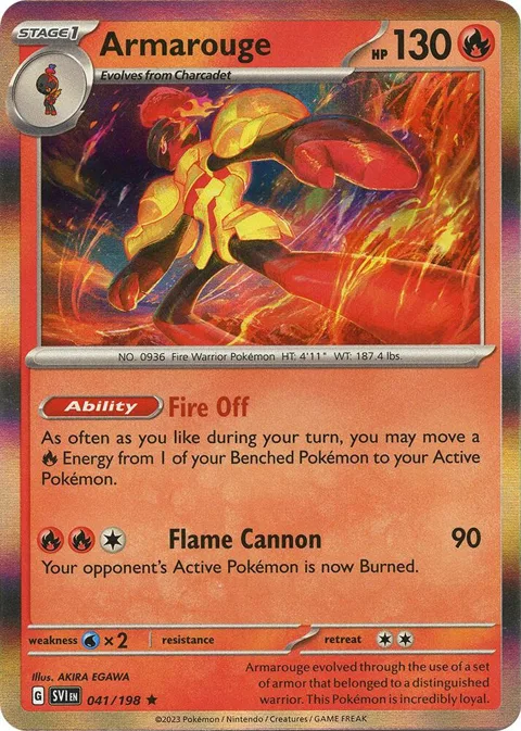 Armarouge #041/198 Reverse Holofoil Pokémon card from Scarlet & Violet Base Set