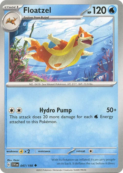 Floatzel #047/198 Pokémon card from Scarlet & Violet Base Set