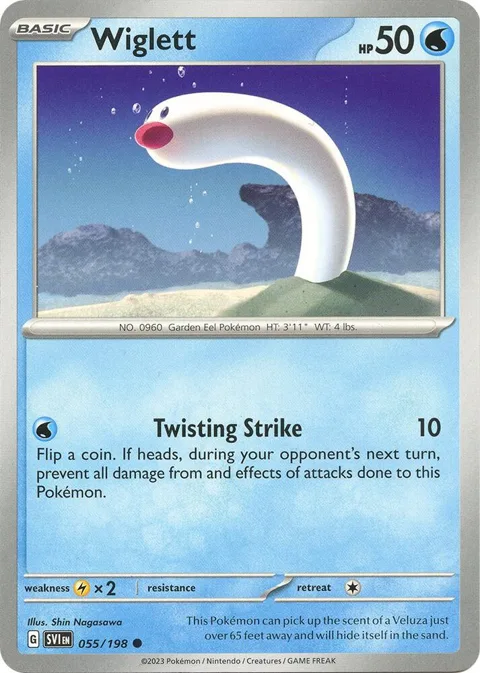 Wiglett #055/198 Reverse Holofoil Pokémon card from Scarlet & Violet Base Set