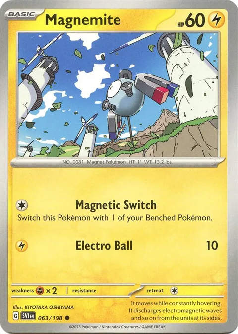 Magnemite #063/198 Reverse Holofoil Pokémon card from Scarlet & Violet Base Set
