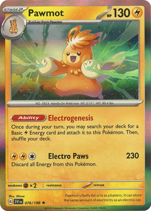 Pawmot #076/198 Holofoil Pokémon card from Scarlet & Violet Base Set