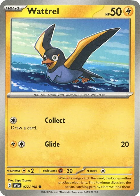 Wattrel #077/198 Pokémon card from Scarlet & Violet Base Set