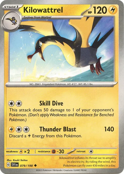 Kilowattrel #079/198 Pokémon card from Scarlet & Violet Base Set
