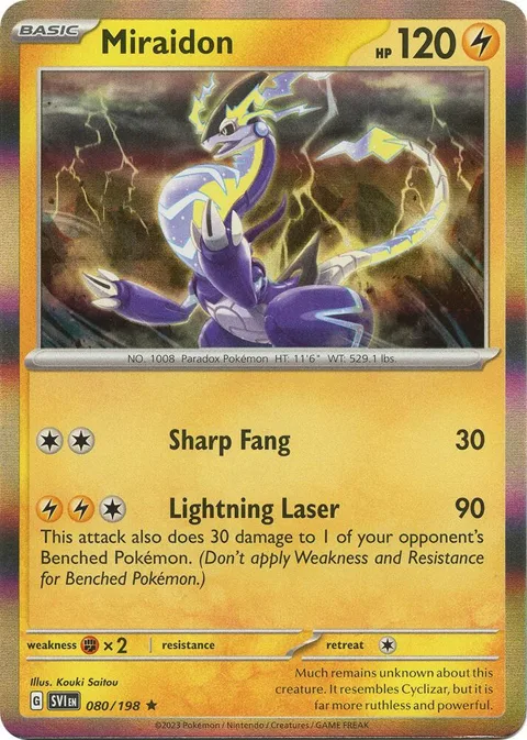 Miraidon #080/198 Reverse Holofoil Pokémon card from Scarlet & Violet Base Set