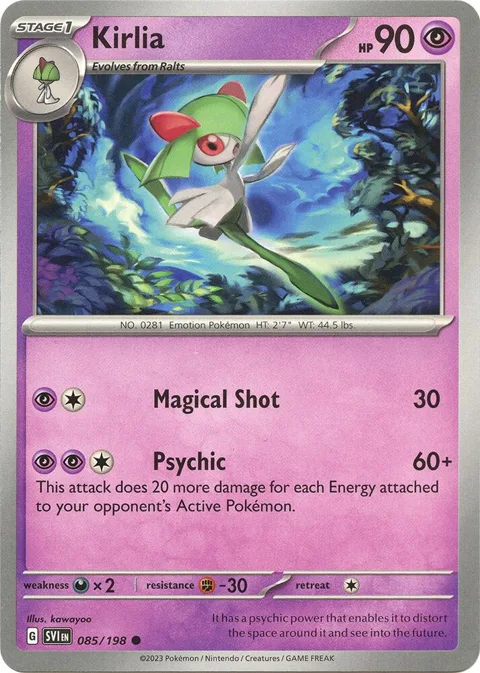 Kirlia #085/198 Reverse Holofoil Pokémon card from Scarlet & Violet Base Set