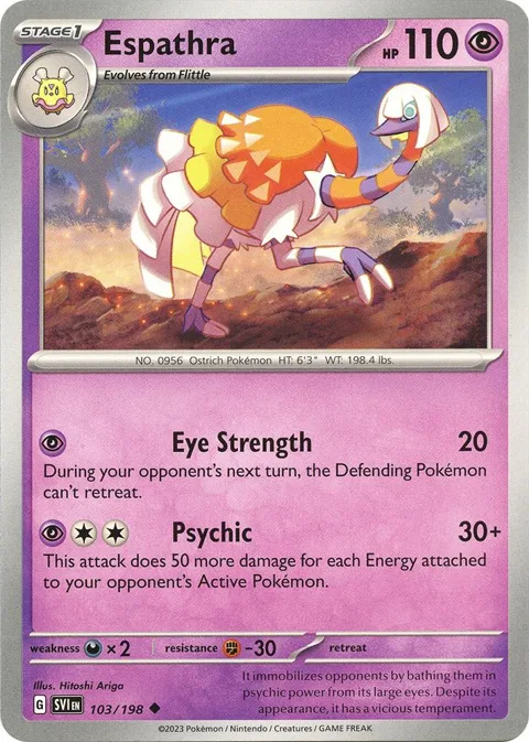 Espathra #103/198 Pokémon card from Scarlet & Violet Base Set