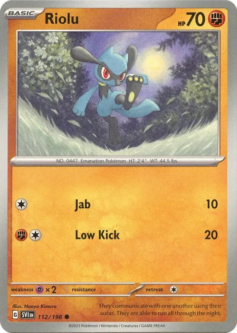 Riolu #112/198 Pokémon card from Scarlet & Violet Base Set
