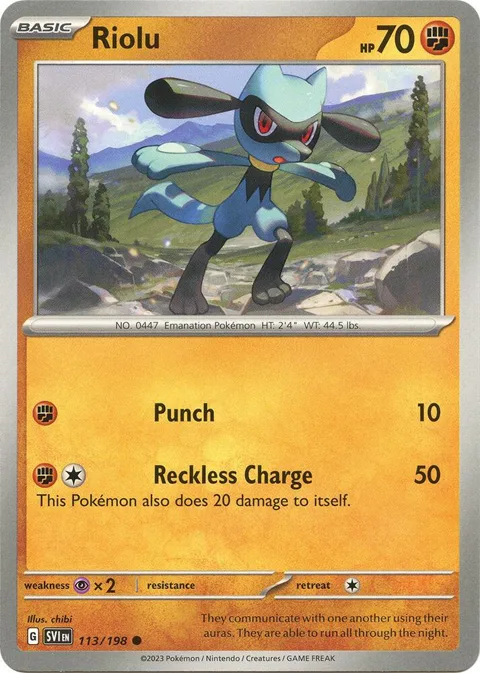 Riolu #113/198 Pokémon card from Scarlet & Violet Base Set