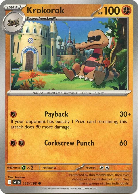 Krokorok #116/198 Reverse Holofoil Pokémon card from Scarlet & Violet Base Set