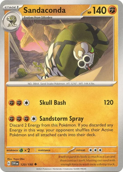 Sandaconda #120/198 Reverse Holofoil Pokémon card from Scarlet & Violet Base Set