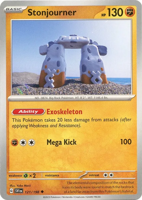 Stonjourner #121/198 Pokémon card from Scarlet & Violet Base Set