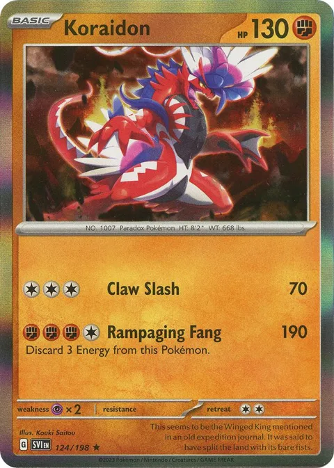 Koraidon #124/198 Reverse Holofoil Pokémon card from Scarlet & Violet Base Set