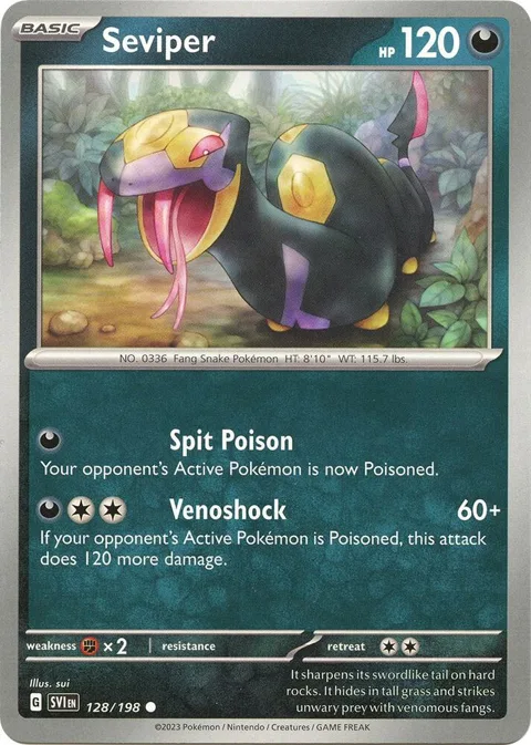 Seviper #128/198 Pokémon card from Scarlet & Violet Base Set