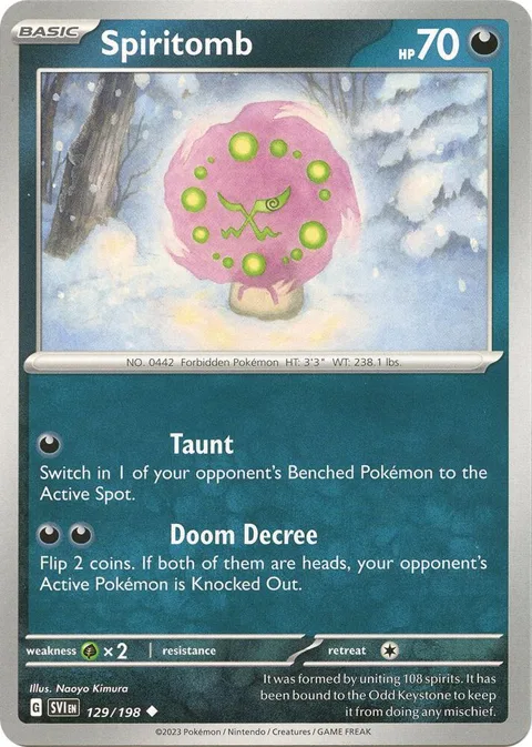 Spiritomb #129/198 Pokémon card from Scarlet & Violet Base Set