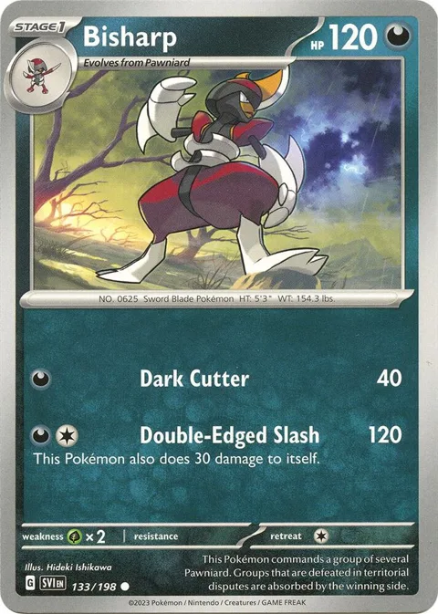 Bisharp #133/198 Reverse Holofoil Pokémon card from Scarlet & Violet Base Set