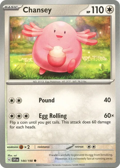 Chansey #144/198 Pokémon card from Scarlet & Violet Base Set