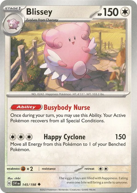 Blissey #145/198 Pokémon card from Scarlet & Violet Base Set