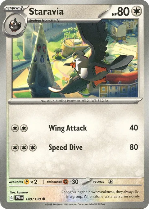 Staravia #149/198 Pokémon card from Scarlet & Violet Base Set
