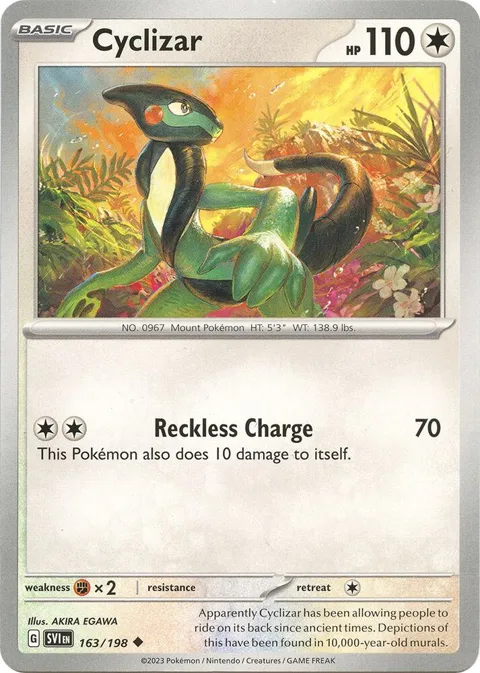 Cyclizar #163/198 Reverse Holofoil Pokémon card from Scarlet & Violet Base Set