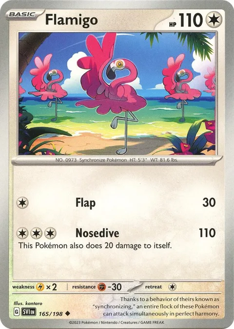 Flamigo #165/198 Reverse Holofoil Pokémon card from Scarlet & Violet Base Set
