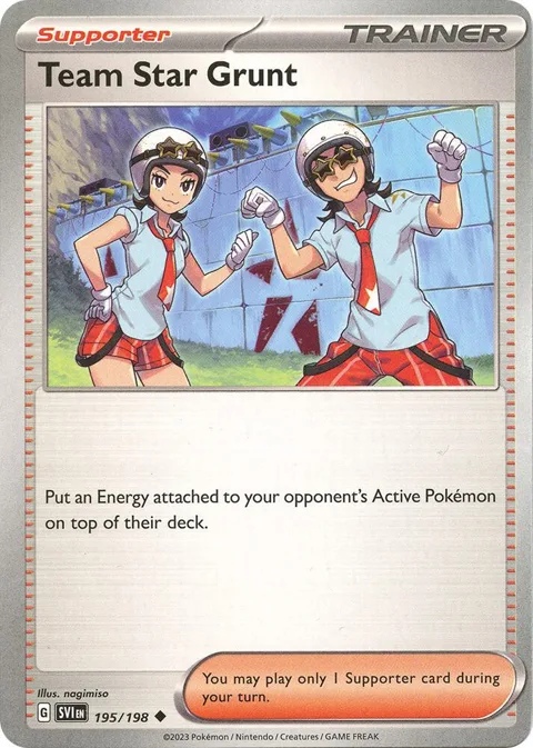 Team Star Grunt #195/198 Reverse Holofoil Pokémon card from Scarlet & Violet Base Set