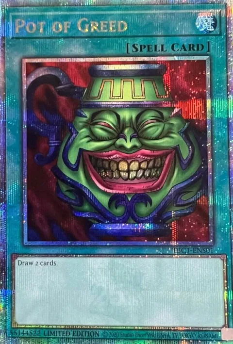 Pot of Greed Quarter Century Secret Rare TBC1-ENS01 Yu-Gi-Oh card from The Pot Collection