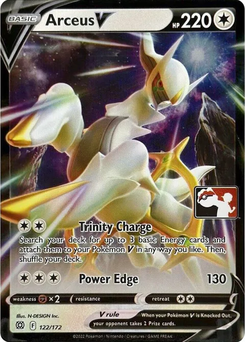 Arceus V #122/172 Holofoil Pokémon card from Prize Pack Series Cards