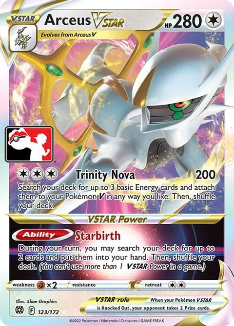 Arceus VSTAR #123/172 Holofoil Pokémon card from Prize Pack Series Cards