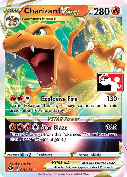 Charizard VSTAR #018/172 Holofoil Pokémon card from Prize Pack Series Cards
